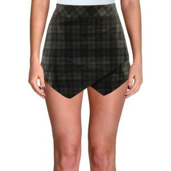 AQUA Gray Plaid Envelope Hem Skort Size S - Picture 1 of 6